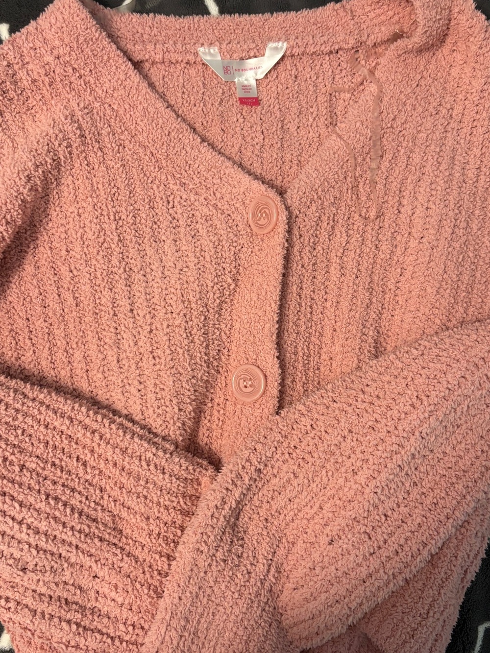 No Boundaries Blush Pink Button-Front Textured Cardigan